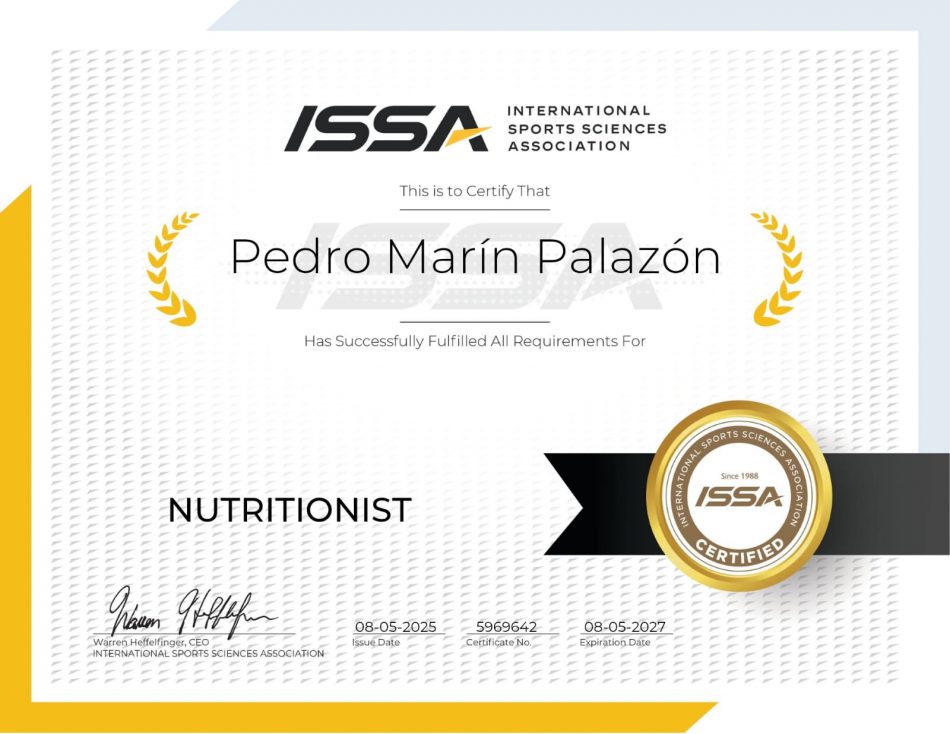 Nutricionista Certificado por la ISSA